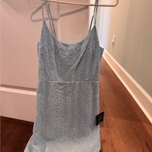 Lulu's Sky Blue Eyelet Midi Dress